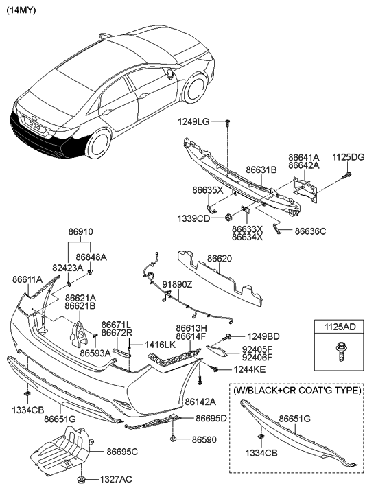 86610-3Q100 - Genuine Hyundai COVER-REAR BUMPER