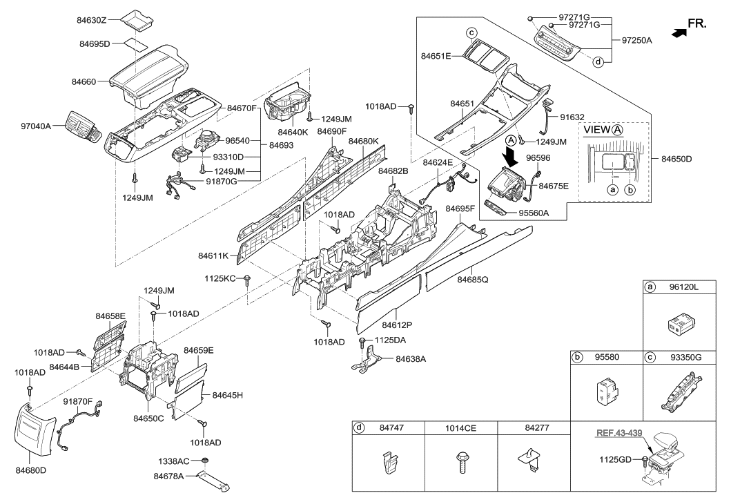 84611-D2100-NNB - Genuine Hyundai GARNISH ASSEMBLY-CONSOLE,LH