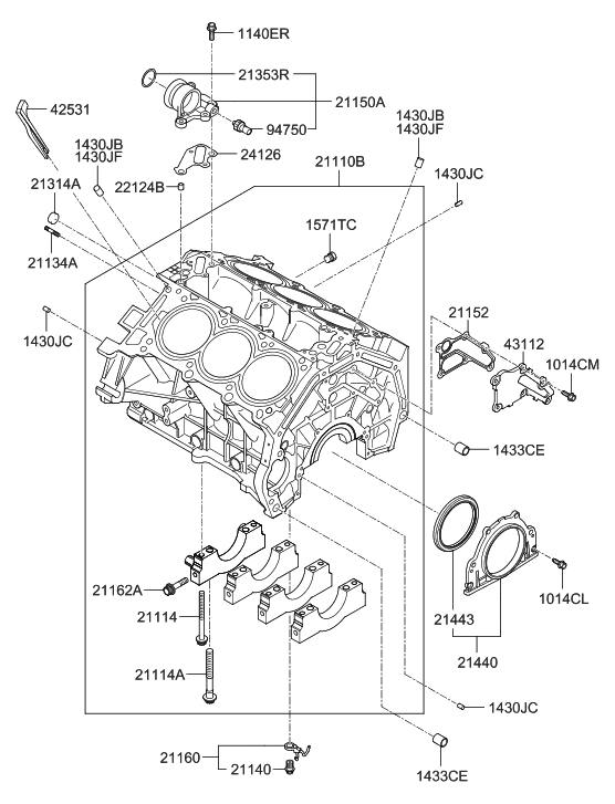 21160-3C700 - Genuine Hyundai COVER ASSEMBLY-OIL DRAIN