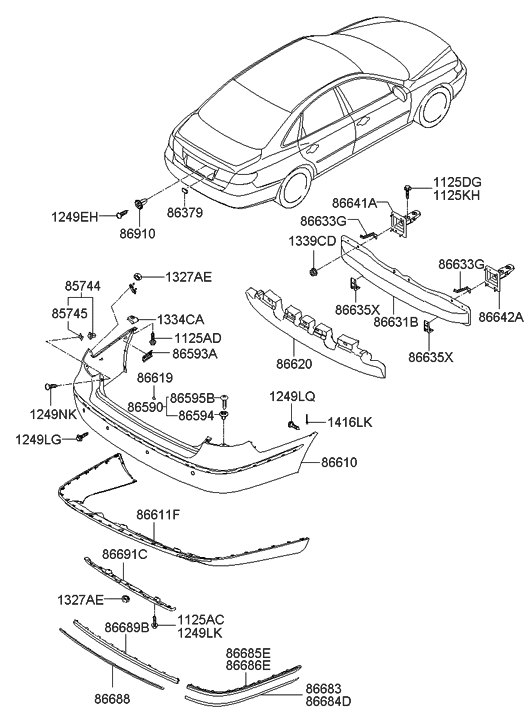 2006 Hyundai Azera Produced Before OCT.30.2006 Rear Bumper