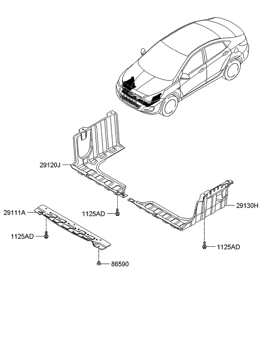 2012 Hyundai Accent Under Cover - Hyundai Parts Deal