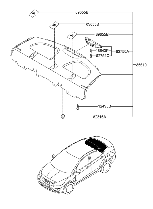 2012 Hyundai Accent Rear Package Tray - Hyundai Parts Deal