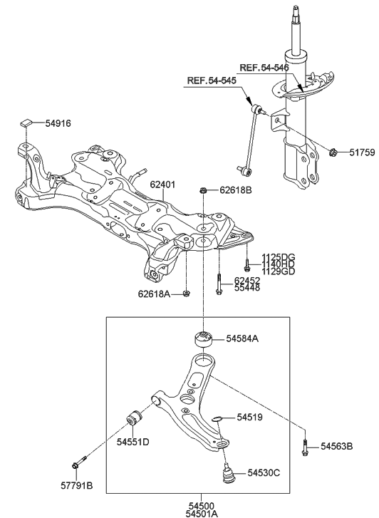 54500-3X700 - Genuine Hyundai Arm Complete-Front Lower,LH