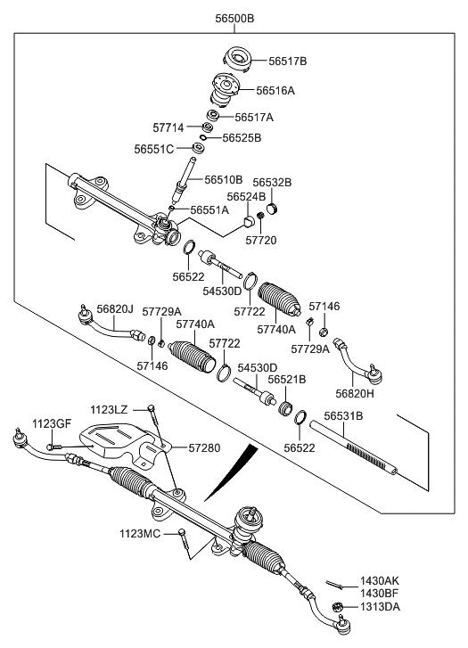 2013 Hyundai Elantra Korean made Power Steering Gear Box