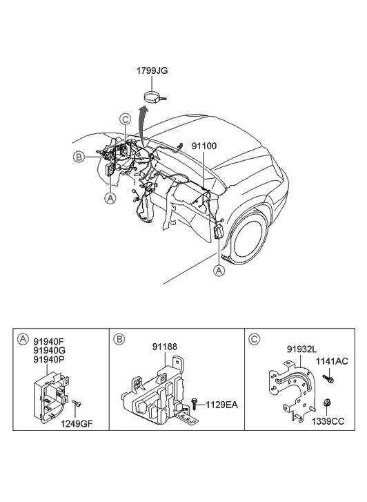 2005 Hyundai Tucson Main Wiring - Hyundai Parts Deal