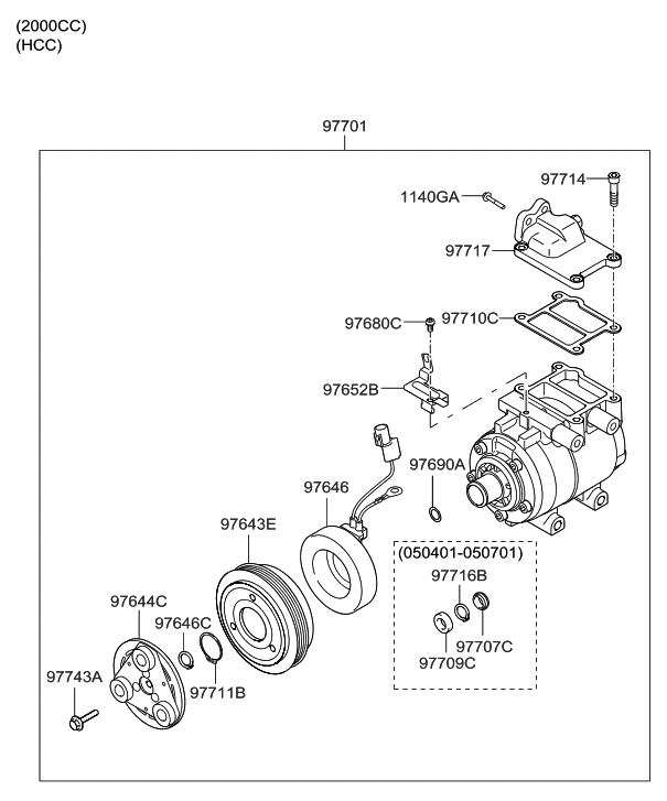 97701-2D700 - Genuine Hyundai COMPRESSOR ASSEMBLY