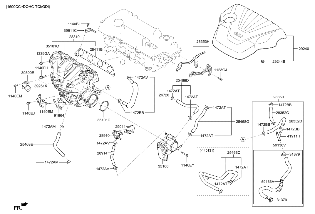 25468-2B700 - Genuine Hyundai HOSE ASSEMBLY-WATER A