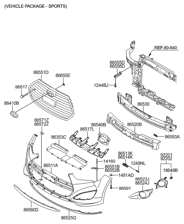 86580-2V500 - Genuine Hyundai PIECE-FRONT BUMPER,LOWER