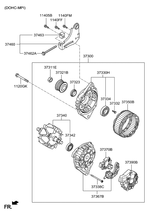 37370-2A400 - Genuine Hyundai REGULATOR ASSEMBLY-GENERATOR