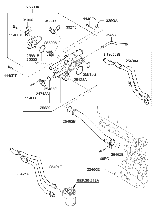 254802G810 Genuine Hyundai TUBE ASSEMBLYOIL COOLER