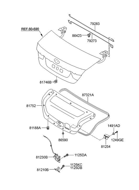 2015 Hyundai Sonata Hybrid Trunk Lid Trim  Hyundai Parts Deal