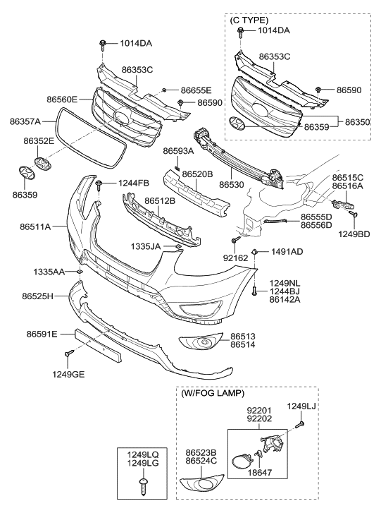 86525-0W700 - Genuine Hyundai COVER-FRONT BUMPER,LOWER