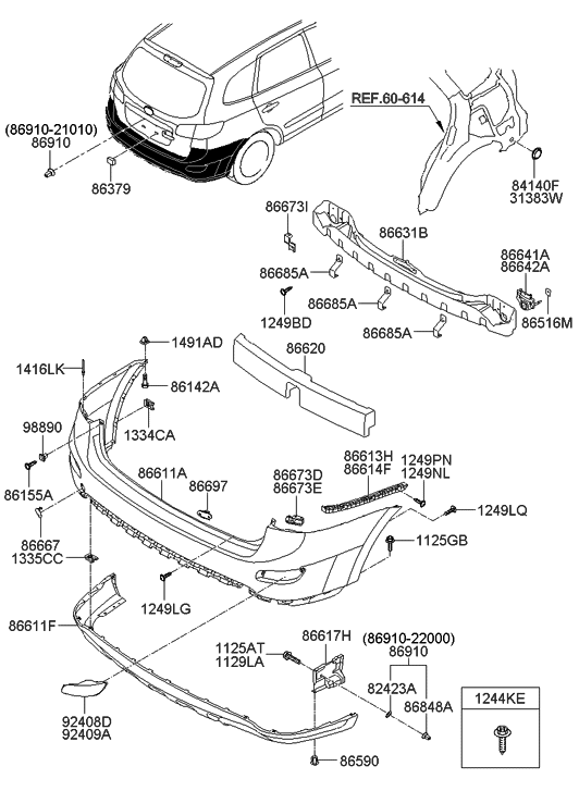 2011 Hyundai Santa Fe Rear Bumper - Hyundai Parts Deal