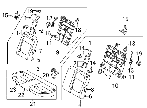 LATCH ASSY-REAR SEAT,LH Diagram for 89730-H9001