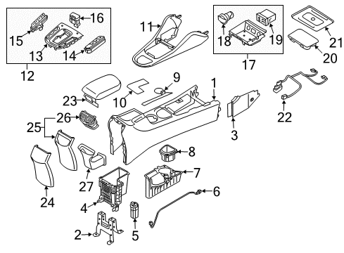 COVER ASSY-CONSOLE UPR Diagram for 846K0-G2CD0-UAY