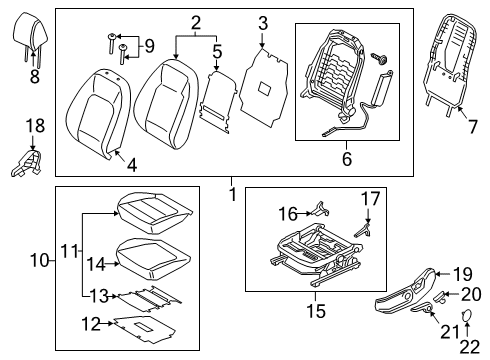 CUSHION ASSY-FR SEAT,LH Diagram for 88100-K2130-XDJ