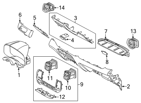 DUCT ASSY-SIDE AIR VENT,LH Diagram for 97480-K2100-RET