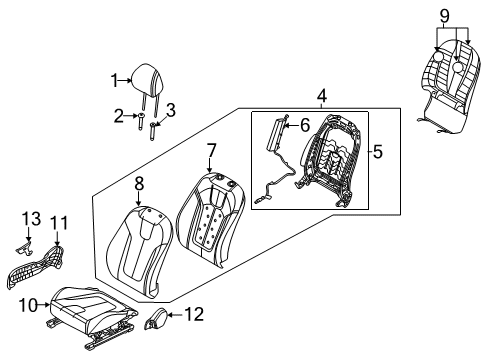 FRAME ASSY-FR SEAT BACK RH Diagram for 88410-K9115