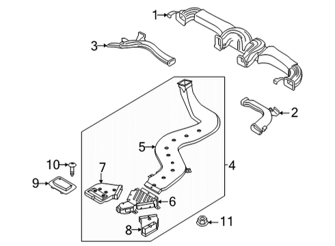 DUCT ASSY-REAR HEATING,LH Diagram for 97360-GI000