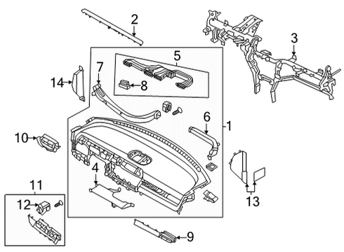 CRASH PAD ASSY-MAIN Diagram for 84701-GI010-VKE