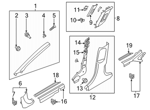 TRIM ASSY-CTR PILLAR LWR RH Diagram for 85845-GI000-NNB