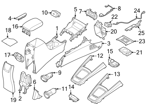 BEZEL-FLR CONSOLE FR Diagram for 84676-K2430-NNB