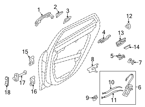 COVER-RR DR O/S HDL,LH Diagram for 83652-3V000-UEB