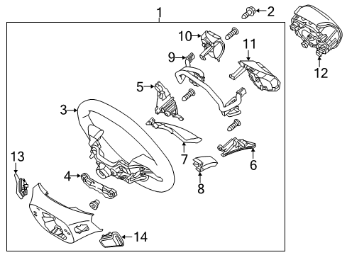 COVER-STEERING WHEEL UPR,LH Diagram for 56173-F2BA0-T9Y