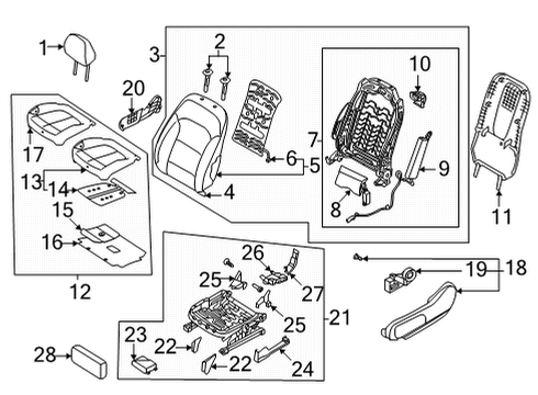 LEG COVER-FRONT SEAT INNER,LH Diagram for 88186-GI000-NNB