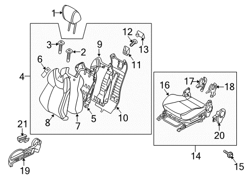 PAD ASSY-FR SEAT BACK PASSENGE Diagram for 88450-2M600