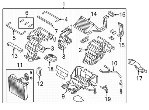 HEATER & EVAPORATOR ASSY Diagram for 97205-D2050