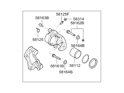 Hyundai 58190-4RA00 CALIPER Kit-Front Brake,RH