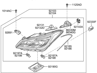 Hyundai 92101-B1550 Headlamp Assembly, Left