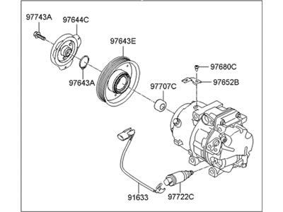 Hyundai Santa Fe Sport A/C Compressor - 97701-1U500