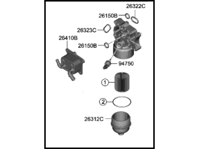 Hyundai Santa Fe Hybrid Oil Filter Housing - 26300-2MHA5