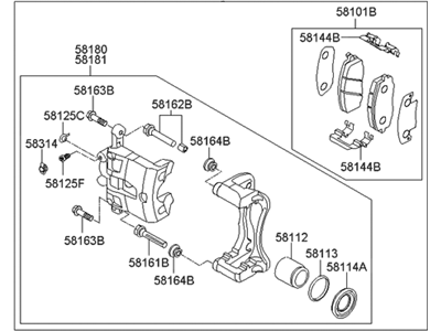 Hyundai 58130-1R100 Brake Assembly-Front,RH