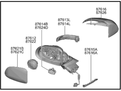 2021 Hyundai Santa Fe Hybrid Car Mirror - 87610-CL091