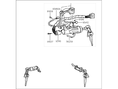 Hyundai 81905-22041 Lock Key & Cylinder Set
