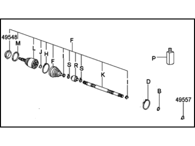 2000 Hyundai Accent Axle Shaft - 49508-25B00