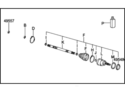 Hyundai 49507-25A20 Joint & Shaft Kit-Front Axle W