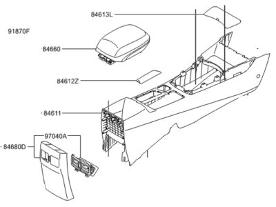Hyundai Elantra GT Center Console Base - 84610-A5410-RY