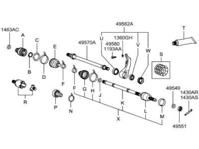 1999 Hyundai Sonata Axle Shaft - 49500-38440