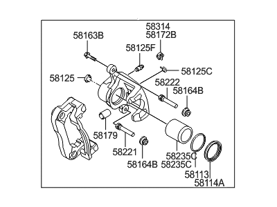 Hyundai 58310-3MA01 Caliper Kit-Rear Brake,LH