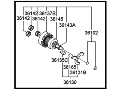 Hyundai Starter Drive Gear - 36140-23171