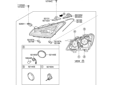 Hyundai 92103-B1550 Head Lamp Sub Assembly, Left