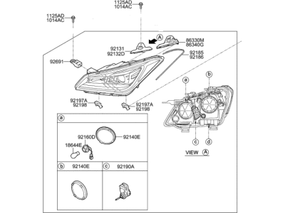 Hyundai 92104-B1550 Head Lamp Sub Assembly, Right